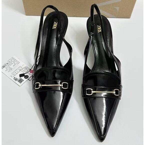 ZARA Black Embellished Slingback Shoes NWT | Blogger Favorite - Picture 9 of 17